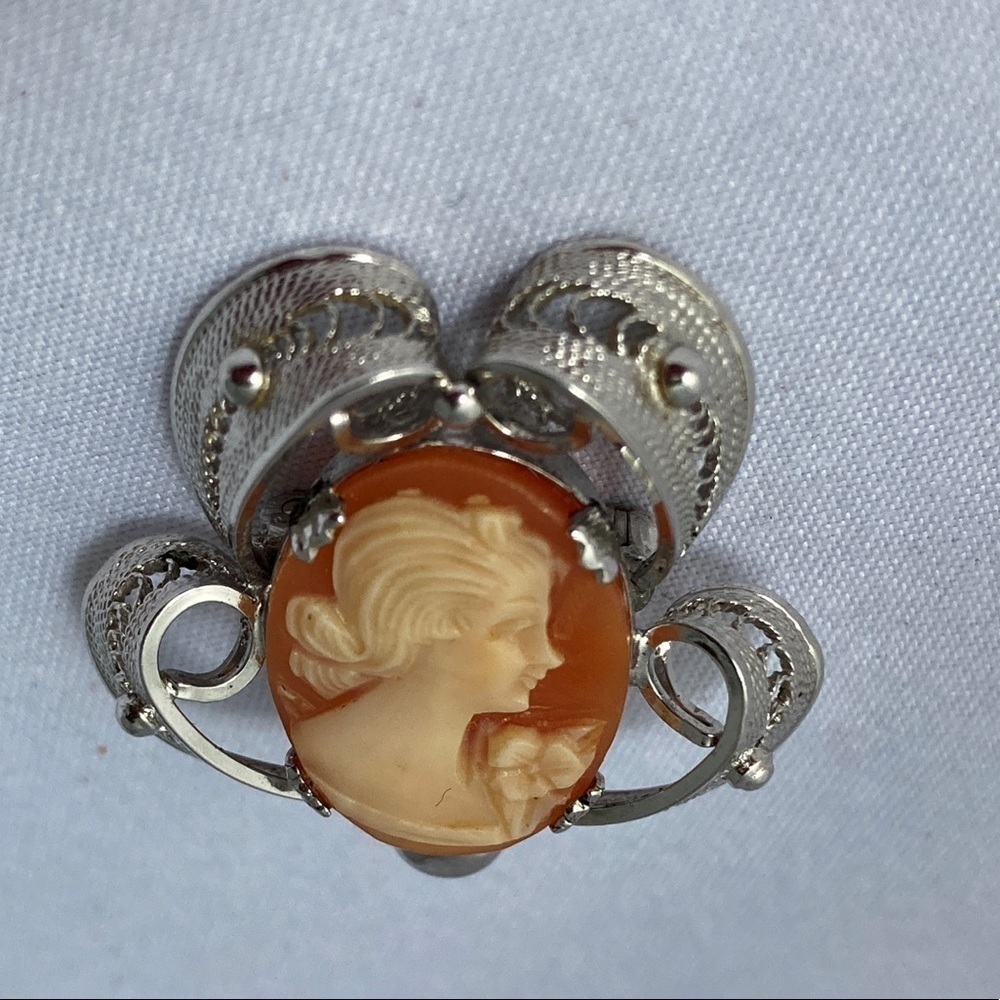 Sterling Silver Vintage Cameo Brooch - Picture 7 of 11